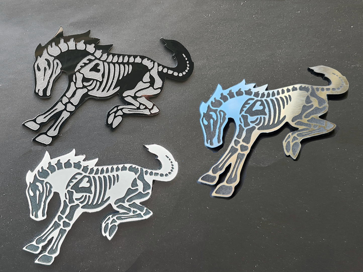 Fender Badge Emblem Logo Skeleton Horse for Ford Bronco Mustang Sport SUV Car Truck