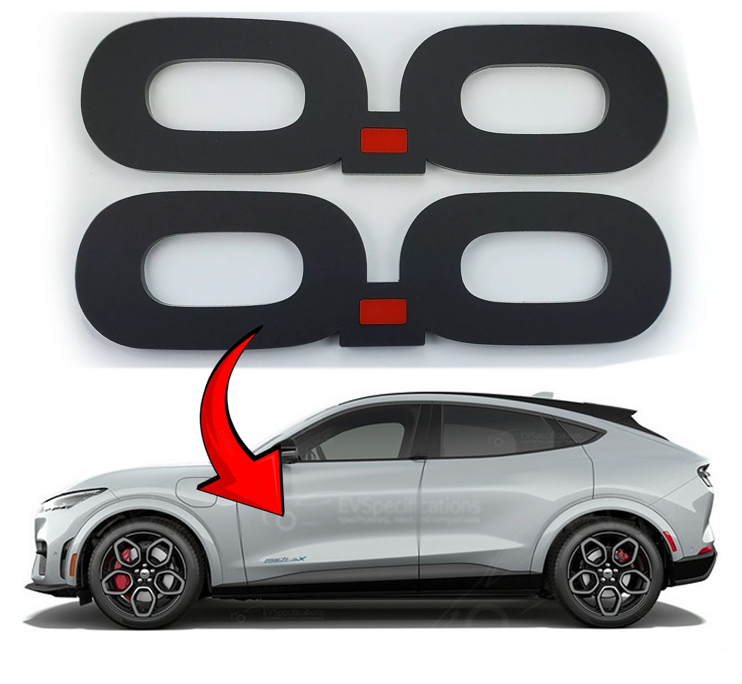 2x Fender Badge Emblem Logo 0.0 for Ford Mustang Mach-E Mach E EV