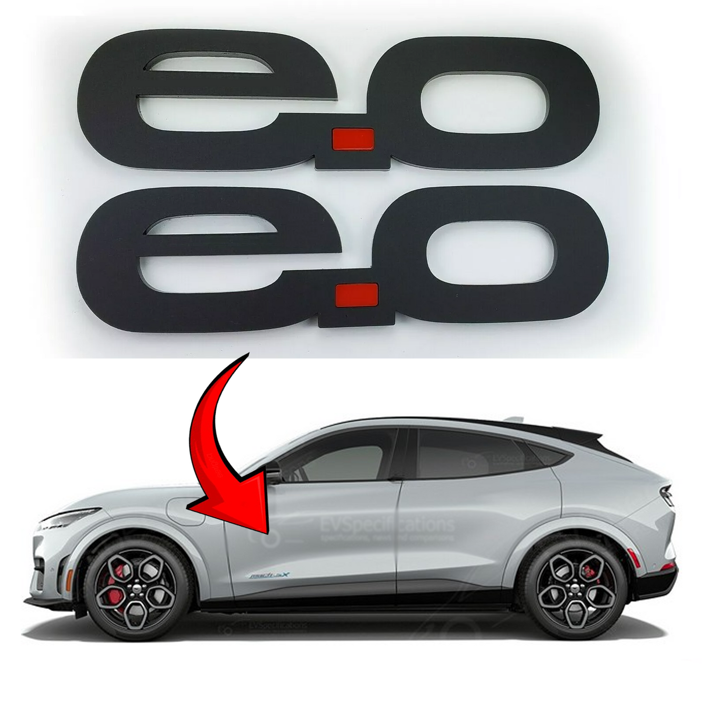 2x Fender Badge Emblem Logo E.0 for Ford Mustang Mach-E Mach E EV