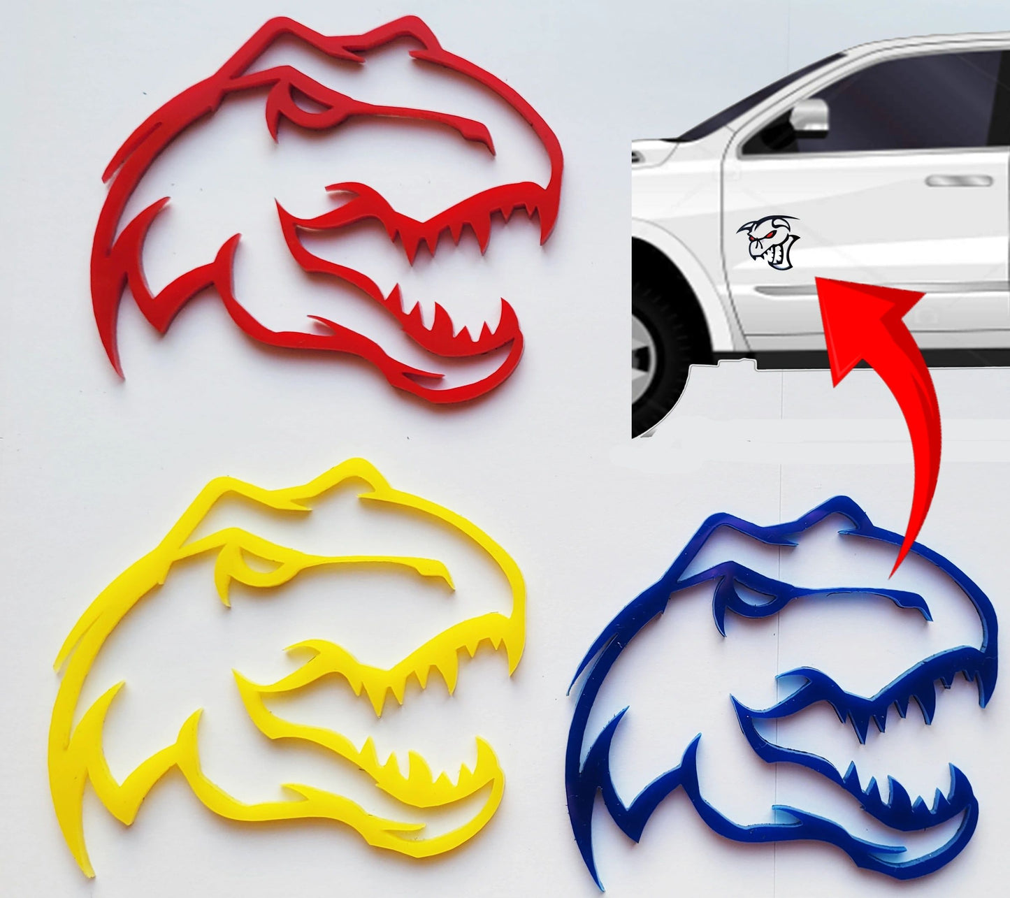 2x Dinosaur T-Rex TRX Emblem for Dodge Ram Logo 1500 2500 3500