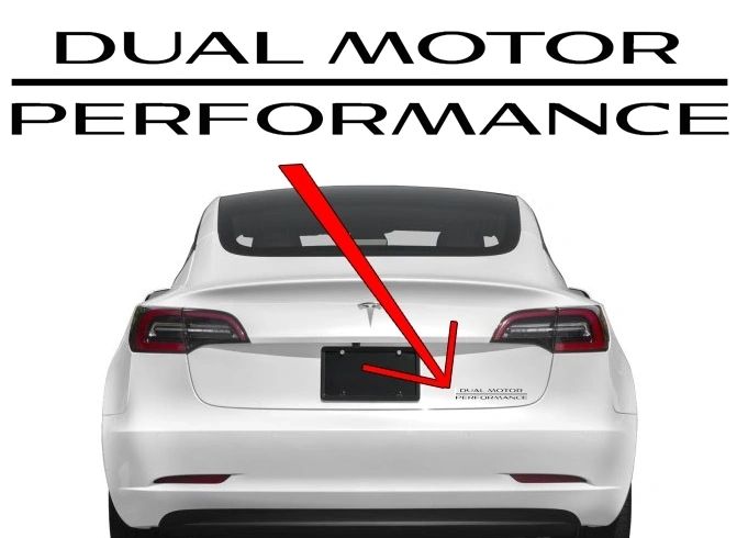 Trunk Door Fender Vinyl Decal / Sticker for Tesla Model 3 S Y X Performance Dual Motor