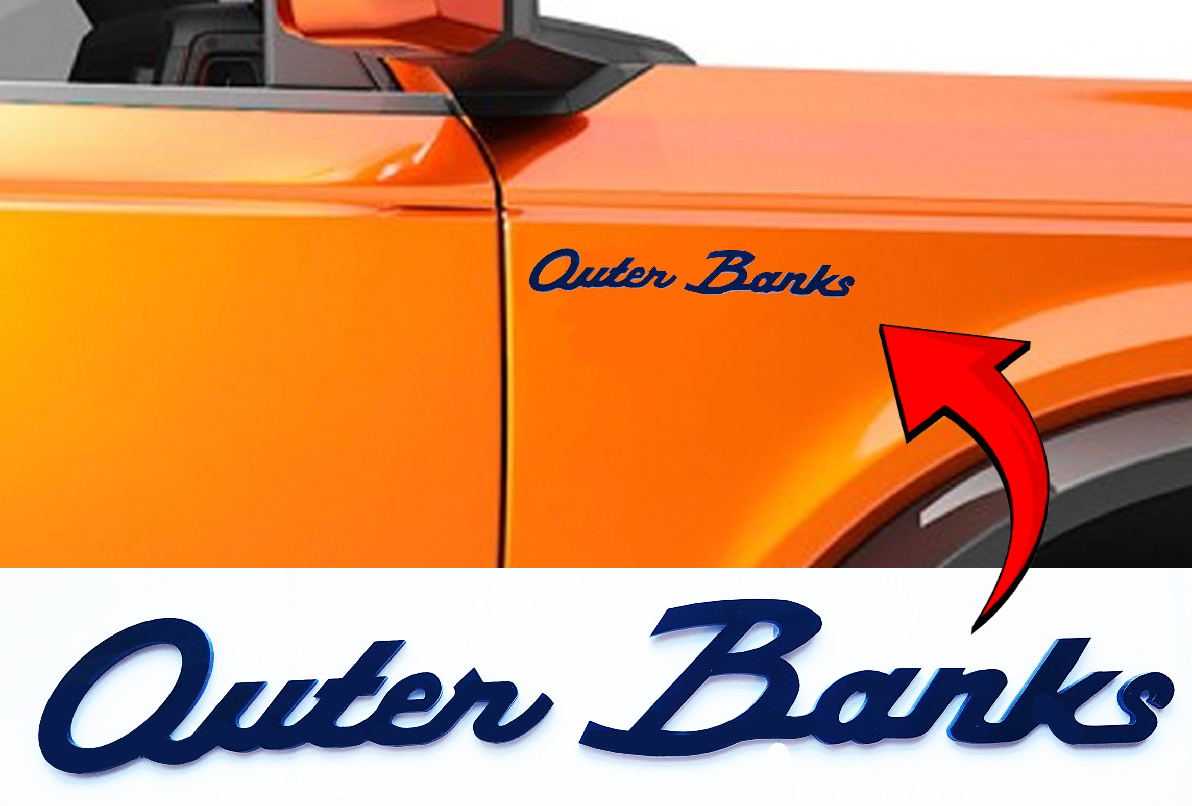 Scripts Obx 1x Classic Script Outer Banks Emblem Badge Logo for Ford Bronco / Spor ...