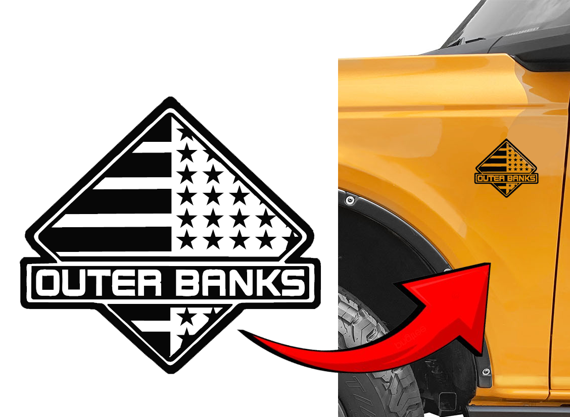 Fender Outer Banks USA America Logo Decal Vinyl Sticker for Ford Bronco