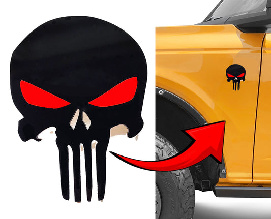 Custom Fender Emblem Badge Punisher Skeleton Redeye for Car Auto Truck